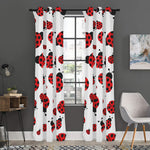Red Ladybug Pattern Print Curtain