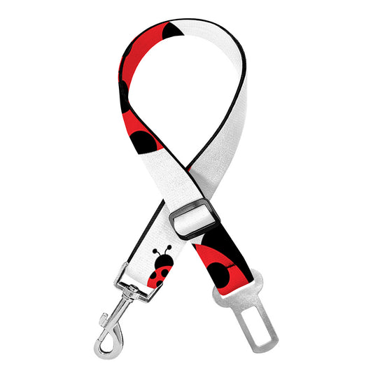 Red Ladybug Pattern Print Dog Seat Belt