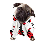 Red Ladybug Pattern Print Dog Zip Up Hoodie