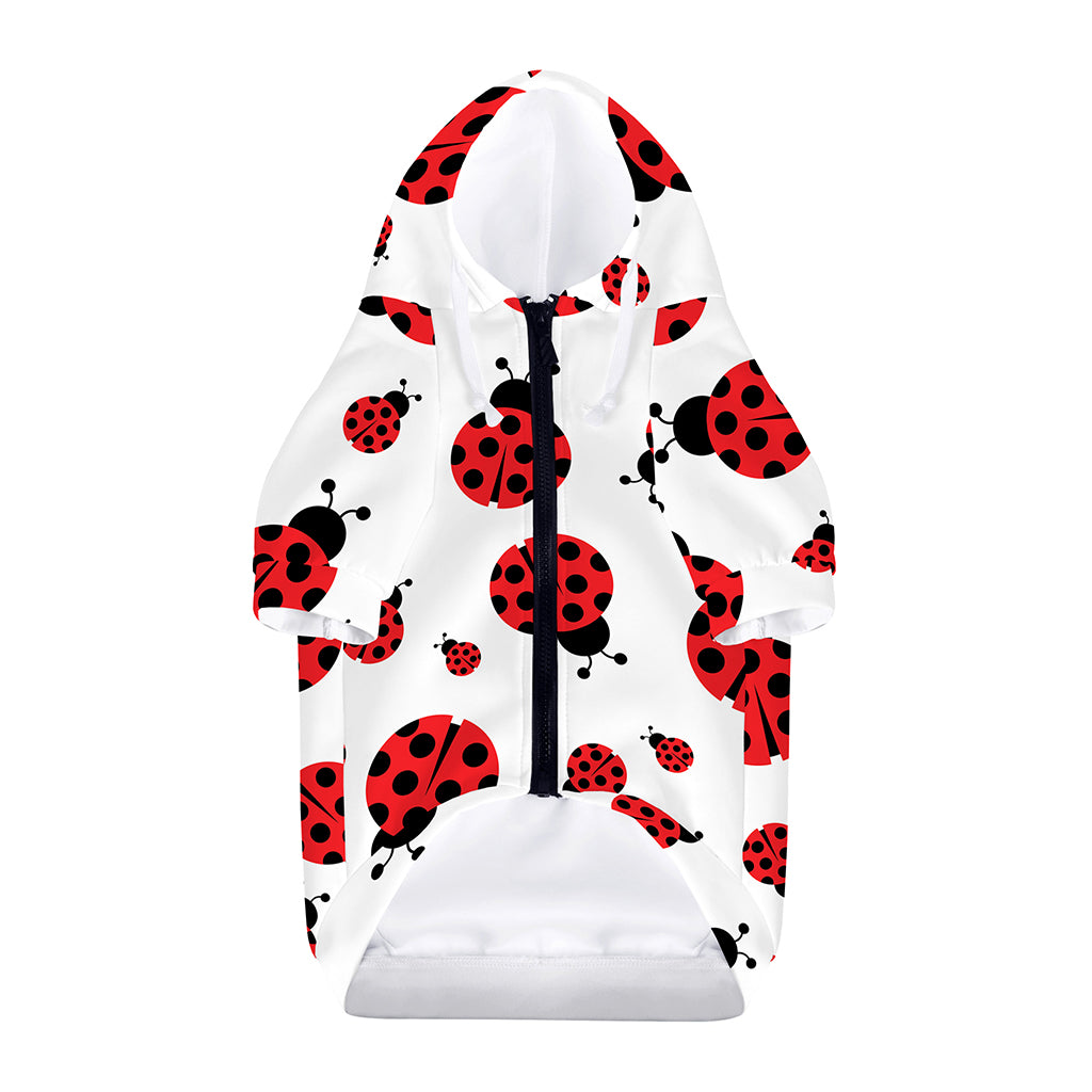 Red Ladybug Pattern Print Dog Zip Up Hoodie