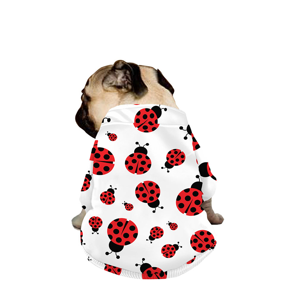 Red Ladybug Pattern Print Dog Zip Up Jacket
