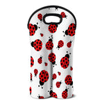 Red Ladybug Pattern Print Double Neoprene Wine Tote