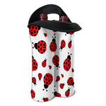 Red Ladybug Pattern Print Double Neoprene Wine Tote