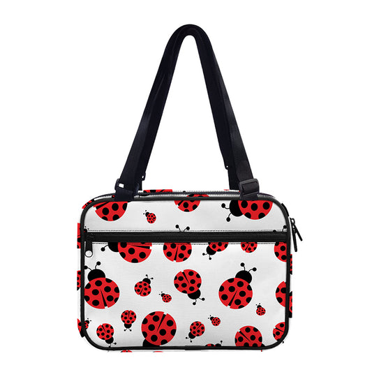 Red Ladybug Pattern Print Double Strap Bible Bag