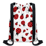 Red Ladybug Pattern Print Drawstring Backpack