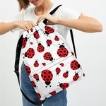 Red Ladybug Pattern Print Drawstring Backpack