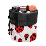 Red Ladybug Pattern Print Drawstring Makeup Bag