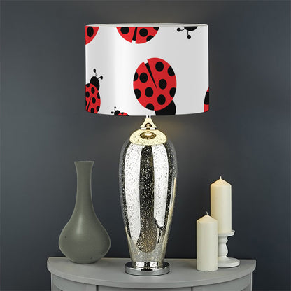 Red Ladybug Pattern Print Drum Lamp Shade
