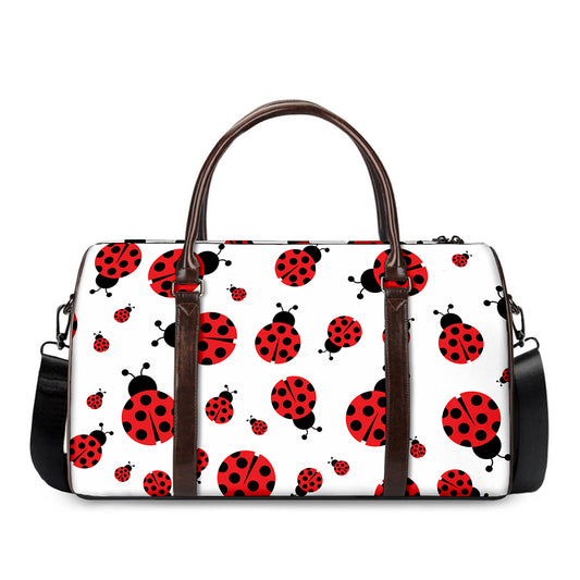 Red Ladybug Pattern Print Duffle Bag