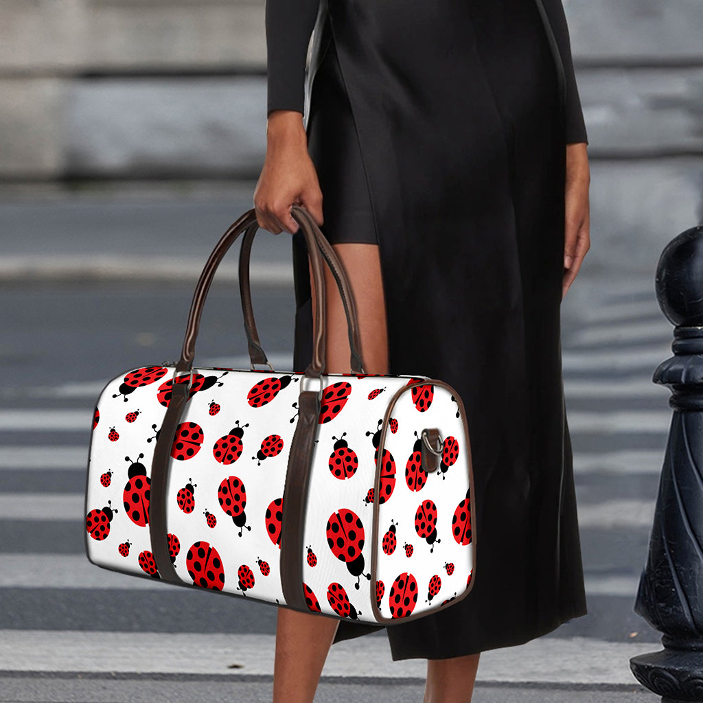 Red Ladybug Pattern Print Duffle Bag