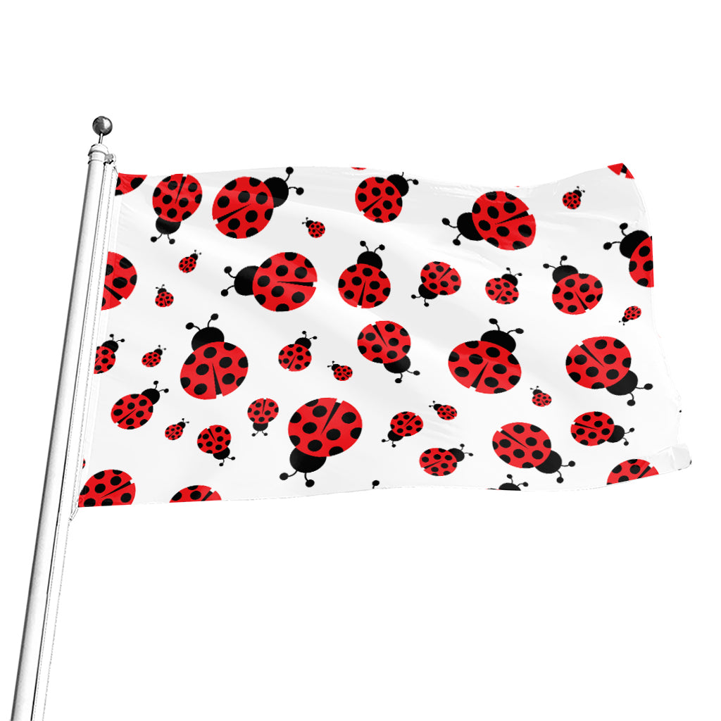 Red Ladybug Pattern Print Flag