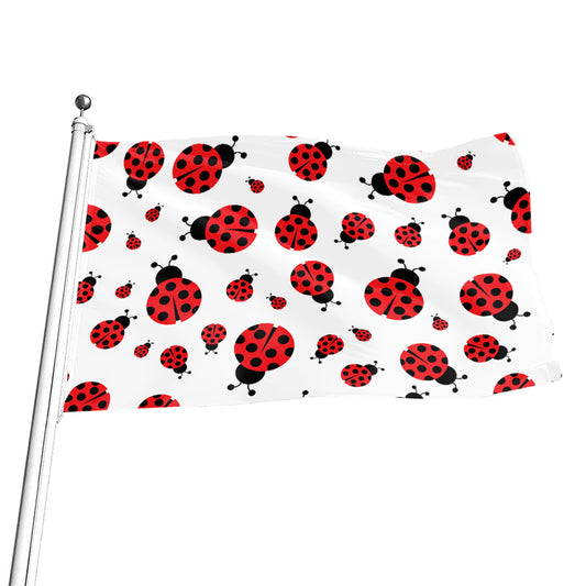 Red Ladybug Pattern Print Flag