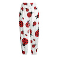 Red Ladybug Pattern Print Fleece Lined Knit Pants