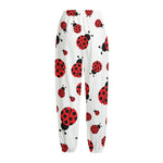 Red Ladybug Pattern Print Fleece Lined Knit Pants