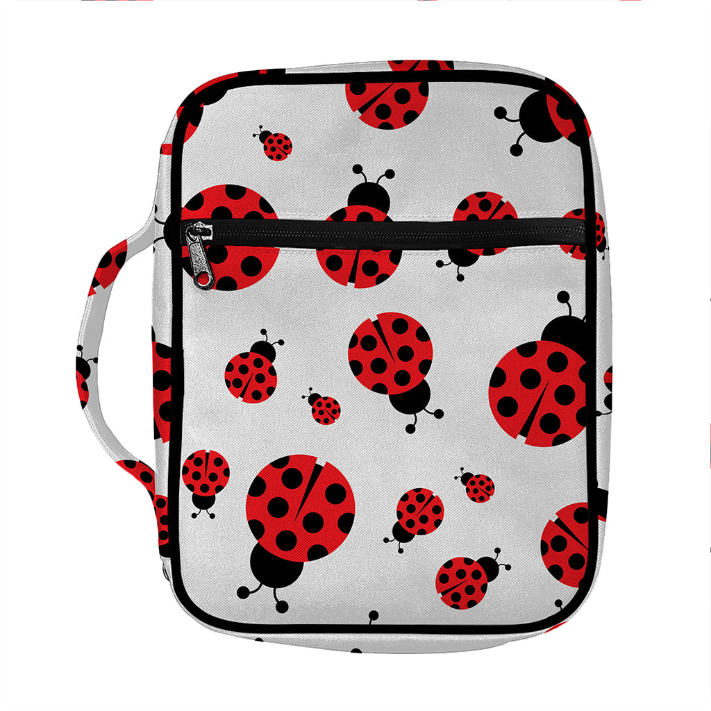 Red Ladybug Pattern Print Front Pocket Bible Bag