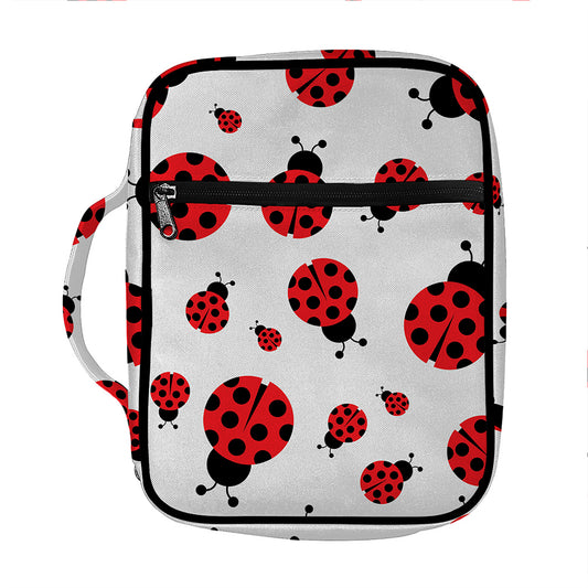 Red Ladybug Pattern Print Front Pocket Bible Bag