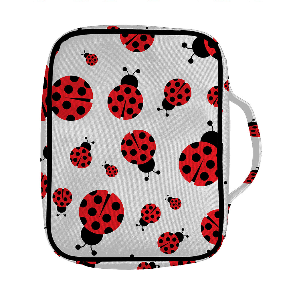 Red Ladybug Pattern Print Front Pocket Bible Bag