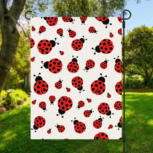 Red Ladybug Pattern Print Garden Flag