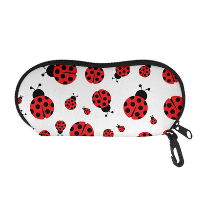 Red Ladybug Pattern Print Glasses Case