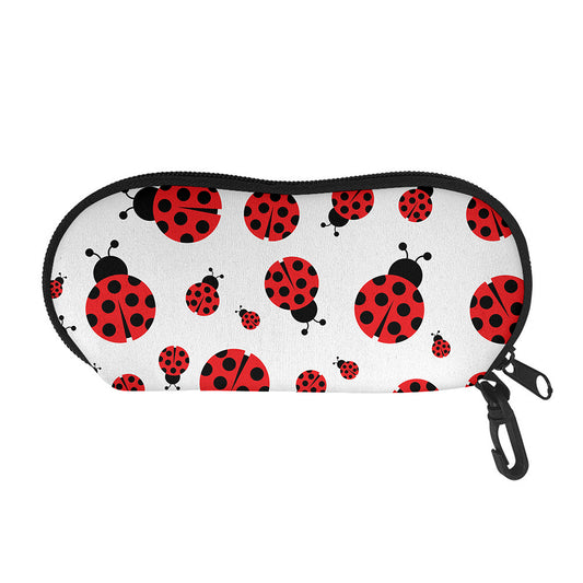 Red Ladybug Pattern Print Glasses Case