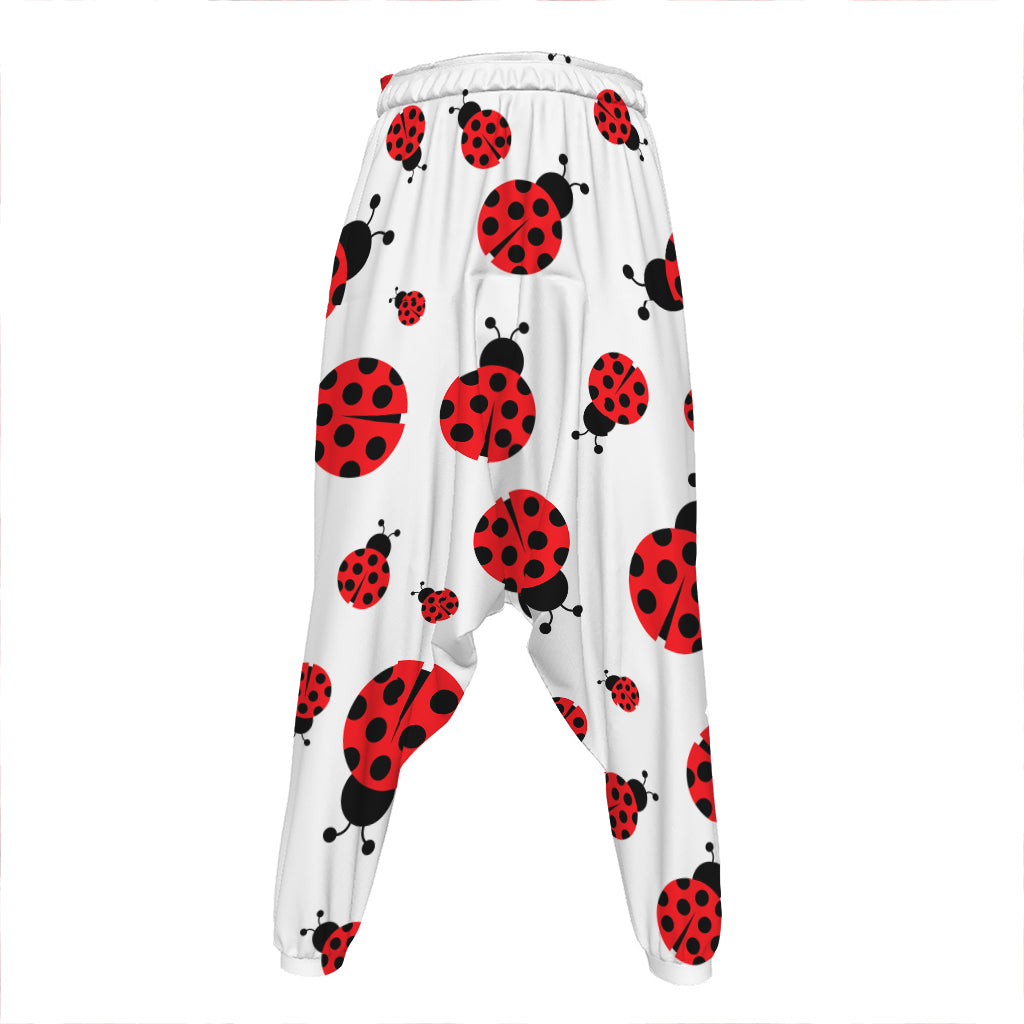 Red Ladybug Pattern Print Hammer Pants