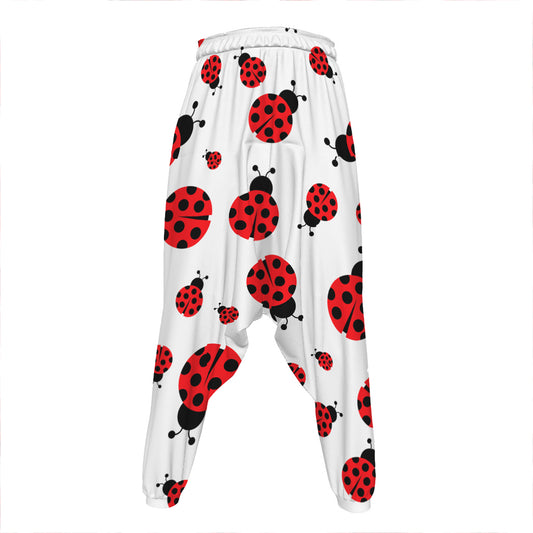 Red Ladybug Pattern Print Hammer Pants