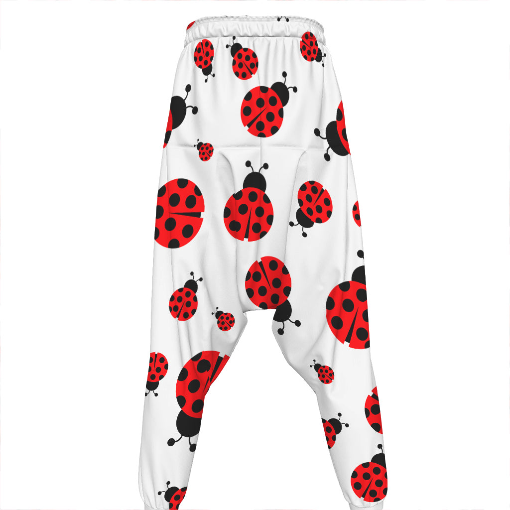 Red Ladybug Pattern Print Hammer Pants