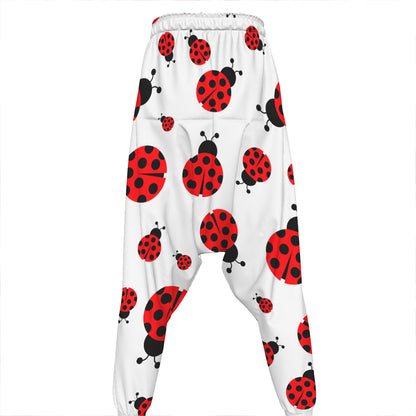 Red Ladybug Pattern Print Hammer Pants
