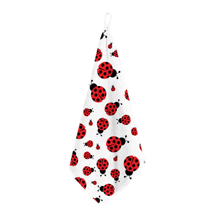 Red Ladybug Pattern Print Hand Towel