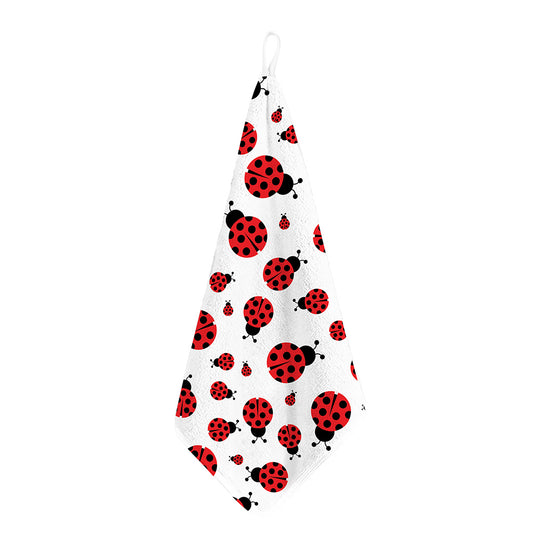 Red Ladybug Pattern Print Hand Towel