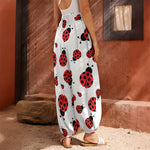 Red Ladybug Pattern Print Harem Pants