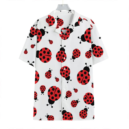 Red Ladybug Pattern Print Hawaiian Shirt