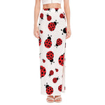Red Ladybug Pattern Print High Slit Maxi Skirt