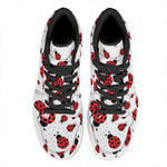 Red Ladybug Pattern Print High Top Leather Sneakers