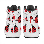 Red Ladybug Pattern Print High Top Leather Sneakers