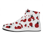 Red Ladybug Pattern Print High Top Leather Sneakers