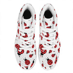 Red Ladybug Pattern Print High Top Leather Sneakers