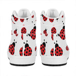 Red Ladybug Pattern Print High Top Leather Sneakers