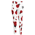 Red Ladybug Pattern Print High-Waisted Pocket Leggings