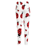 Red Ladybug Pattern Print High-Waisted Pocket Leggings