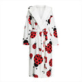 Red Ladybug Pattern Print Hooded Bathrobe