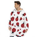 Red Ladybug Pattern Print Hoodie Blanket