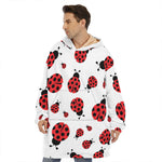 Red Ladybug Pattern Print Hoodie Blanket