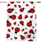 Red Ladybug Pattern Print House Flag