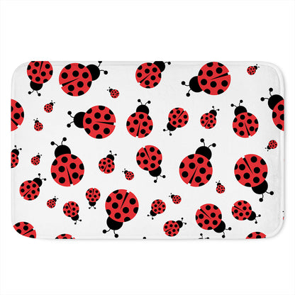Red Ladybug Pattern Print Indoor Door Mat
