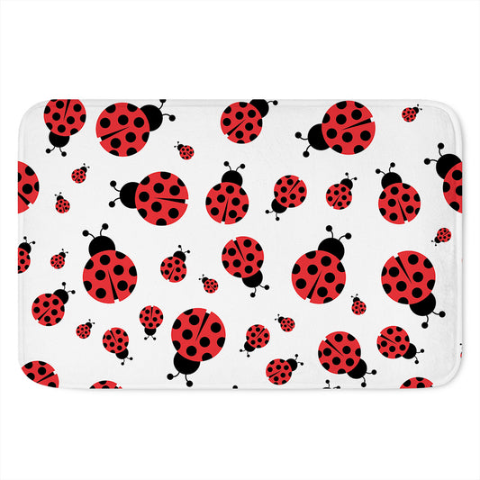 Red Ladybug Pattern Print Indoor Door Mat