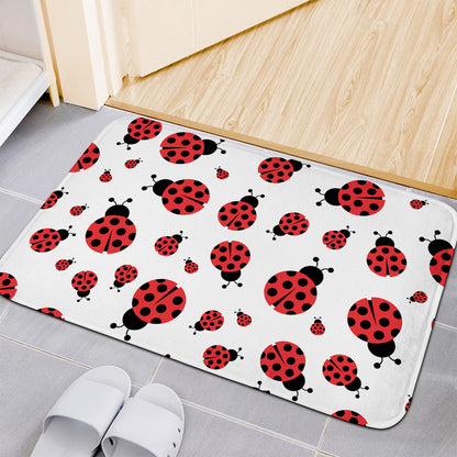 Red Ladybug Pattern Print Indoor Door Mat