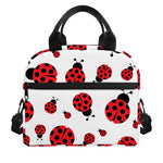 Red Ladybug Pattern Print Insulated Lunch Bag