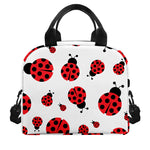 Red Ladybug Pattern Print Insulated Lunch Bag