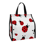 Red Ladybug Pattern Print Insulated Lunch Tote